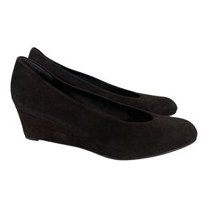 Stuart Weitzman Choked Up Suede Wedge Pumps Size 10.5 Brown